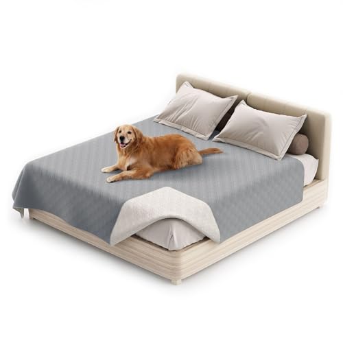 wasserdichte Hundedecke, rutschfeste Hundedecke, Waschbar Haustier Decke Für Hunde, Couchmöbelschutz Für Kinder Hund Katze Autositz (52"*82",Hellgrau) von KFDZSW