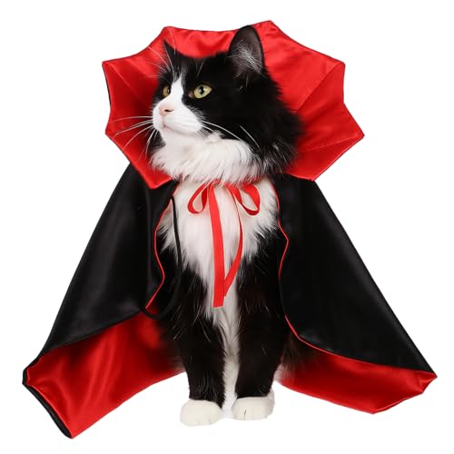 KFHENSOMR Halloween-Katzenkostüm, kleines lustiges Halloween-Haustier-Vampir-Umhang-Kostüm, Stehkragen, Hundeumhang, Zauberer-Outfit, Hexen-Cosplay-Bekleidung, Zubehör für Welpen, Tiere, Party KFHENSOMR Halloween-Katzenkostüm, kleines lustiges Halloween-Haustier-Vampir-Umhang-Kostüm, Stehkragen, Hundeumhang, Zauberer-Outfit, Hexen-Cosplay-Bekleidung, Zubehör für Welpen, Tiere, Party von KFHENSOMR