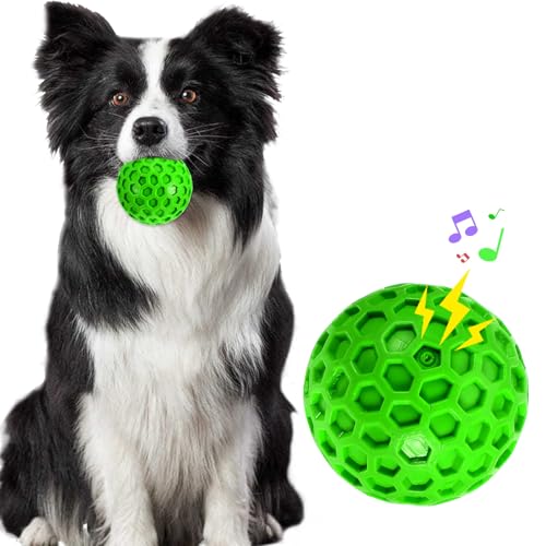 KFHENSOMR Quietschendes Hundespielzeug für aggressive Kauer, 1 Stück, robustes Kauspielzeug, Outdoor-Hundespielzeug zur Linderung von Angstzuständen, reinigt die Zähne, interaktive Gummibälle (grün) von KFHENSOMR