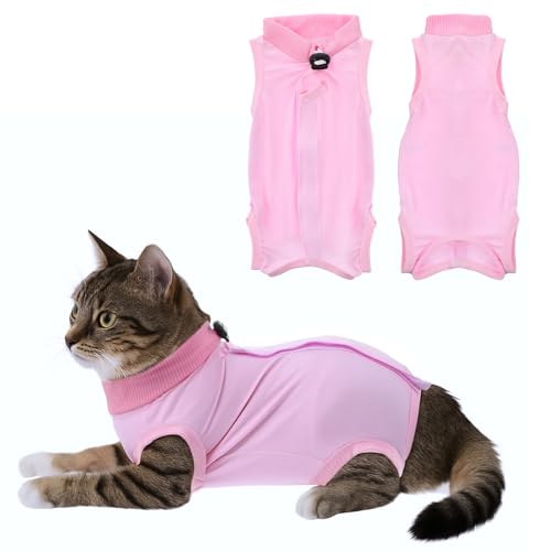 KFHENSOMR Recovery Suit Katze 2 StüCk Katzenbody nach OP Erholungsanzug Kleidung Haustiere Schutz Kleidung Wiederherstellung Recovery Kastration Spay EntwöHnung Leckschutz Suit füR Katze 4.4-8.8lbs von KFHENSOMR