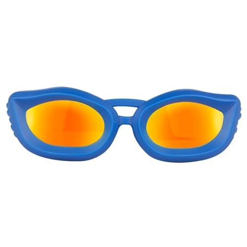 Hundebrille,Hundebrille FüR Kleine Hunde Kleine Hundebrille, UV-beständige, Winddichte Hundesonnenbrille mit verstellbarem Riemen, for Reisen im Freien und Motorrad(Blue-red) von KFXYSM