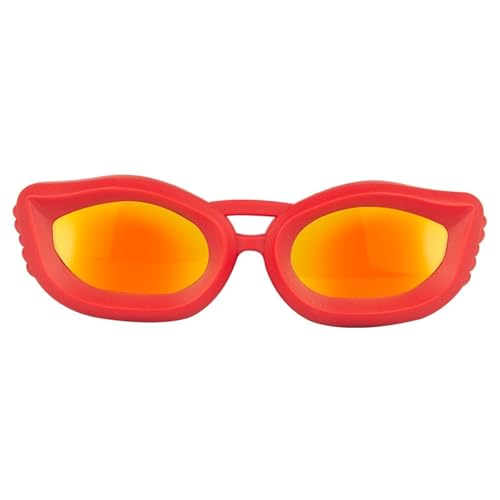 Hundebrille,Hundebrille FüR Kleine Hunde Kleine Hundebrille, UV-beständige, Winddichte Hundesonnenbrille mit verstellbarem Riemen, for Reisen im Freien und Motorrad(Red-red) von KFXYSM