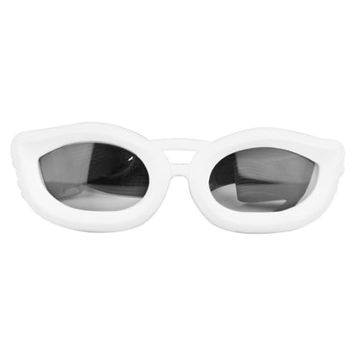 Hundebrille,Hundebrille FüR Kleine Hunde Kleine Hundebrille, UV-beständige, Winddichte Hundesonnenbrille mit verstellbarem Riemen, for Reisen im Freien und Motorrad(White-Clear) von KFXYSM