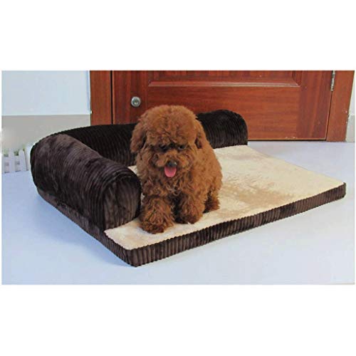 KG7HQRP Haustier-Hundebett, orthopädisches Deluxe-Hundebett aus Kunstfell, Wildleder, L-förmig, Eck-Chaiselonge, Sofa, Braun, drei Größen (Größe: 907517 cm) (55 x 45 x 13 cm) von KG7HQRP