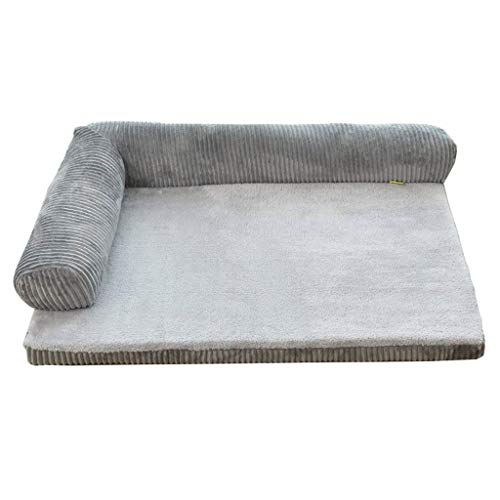 KG7HQRP Haustier-Hundebett | Deluxe orthopädisches Kunstfell-Wildleder, L-förmiges Eck-Chaiselongue-Sofa (grau) (drei Größen) (Größe: 756219 cm) (61 x 52 x 18 cm) von KG7HQRP
