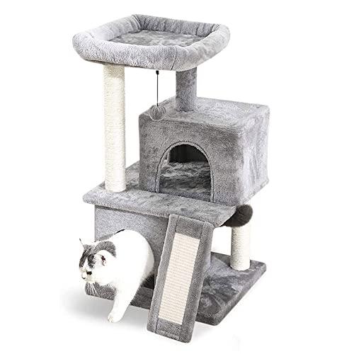 Katzenkletterer, 117,8 cm, Katzenbaum, Kätzchen, Aktivitätsturm mit natürlichem Sisal, Kratzbaum, Haustiermöbel, Beige, Katzenhausbett für Kätzchen von KG7HQRP