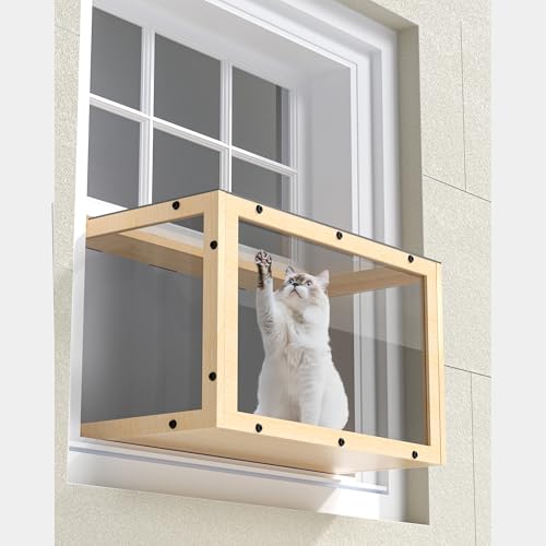 KGCCIZI Fenster-Katzen-Sitzstange Catio, Holz-Acryl-Katzenfensterkasten, Katzenfensterbox fr 2 erwachsene Katzen, passt zu vertikalen Fenstern 61 cm - 91,4 cm breit, braun KGCCIZI Fenster-Katzen-Sitzstange Catio, Holz-Acryl-Katzenfensterkasten, Katzenfensterbox fr 2 erwachsene Katzen, passt zu vertikalen Fenstern 61 cm - 91,4 cm breit, braun von KGCCIZI