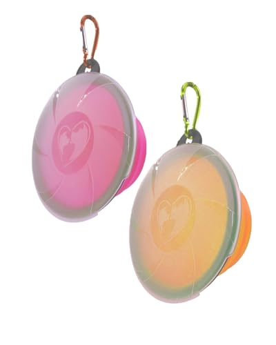 KGDUYC 2 Stück Hundenapf Faltbar, Tragbare Silikon Fressnapf, Haustier Reisenapf mit Deckel und Haken, Hundeschüssel für Reise Spaziergänge Zwinger Camping - 450ml, Orange und Pink KGDUYC 2 Stück Hundenapf Faltbar, Tragbare Silikon Fressnapf, Haustier Reisenapf mit Deckel und Haken, Hundeschüssel für Reise Spaziergänge Zwinger Camping - 450ml, Orange und Pink von KGDUYC