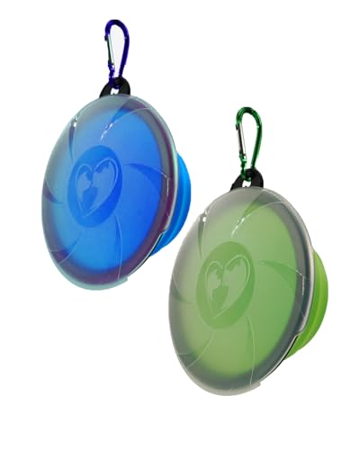 KGDUYC 2 Stück Hundenapf Faltbar, Tragbare Silikon Fressnapf, Haustier Reisenapf mit Deckel und Haken, Hundeschüssel für Reise Spaziergänge Zwinger Camping - 450ml, blau/grün KGDUYC 2 Stück Hundenapf Faltbar, Tragbare Silikon Fressnapf, Haustier Reisenapf mit Deckel und Haken, Hundeschüssel für Reise Spaziergänge Zwinger Camping - 450ml, blau/grün von KGDUYC