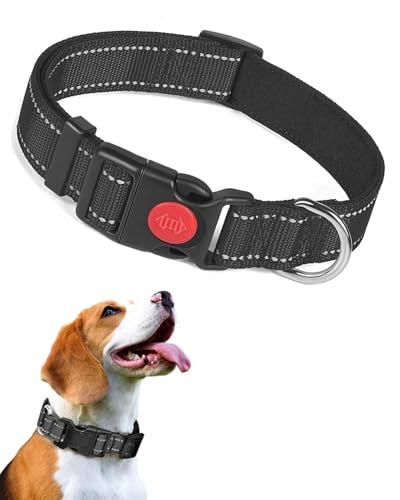 KGDUYC Hundehalsband Nylon, Weich Gepolstertes Neopren Nylon Hunde Halsband für Extra Große Hunde, Verstellbar und Reflektierend für das Training - Schwarz KGDUYC Hundehalsband Nylon, Weich Gepolstertes Neopren Nylon Hunde Halsband für Extra Große Hunde, Verstellbar und Reflektierend für das Training - Schwarz von KGDUYC