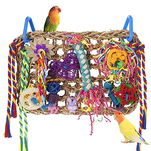 KGMCARE Vogelsuchspielzeug für die Wand, essbares Seegras, gewebte Klettermatte mit Buntem Kauspielzeug für Unzertrennliche, Finken, Sittiche, Wellensittiche, Sittiche, Nymphensittiche (Seegrasmatte) KGMCARE Vogelsuchspielzeug für die Wand, essbares Seegras, gewebte Klettermatte mit Buntem Kauspielzeug für Unzertrennliche, Finken, Sittiche, Wellensittiche, Sittiche, Nymphensittiche (Seegrasmatte) von KGMCARE
