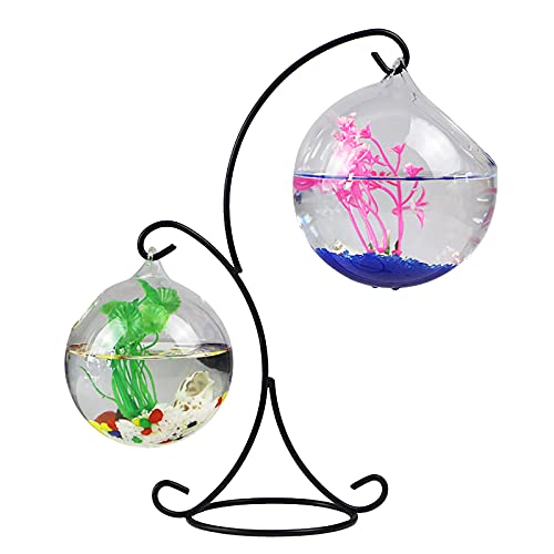 KHBNHJ Glas-Fischschale, zum Aufhängen, kreatives Glas, Goldfischglas, zum Aufhängen, für Heimdekoration, mit Halterung, A2 von KHBNHJ