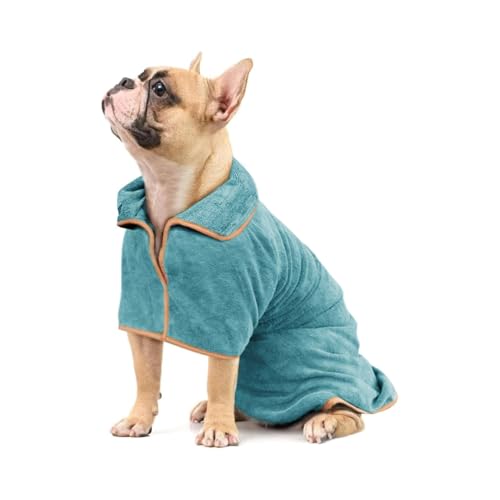 KHDULQ Hundebademantel, Mikrofaser Hundehandtuch für Kleine Hunde und Katzen, Extra Saugfähig, Einstellbar (Grün) XS von KHDULQ