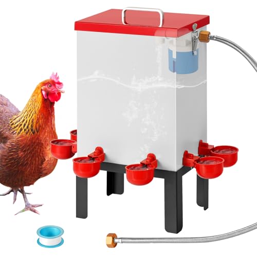 KHEARPSL 2,6 Gallonen Automatischer Hühnertränker Edelstahl Geflügel Wasserspender mit Ständer, Automatische Füllung Hühnerbewässerung Systerm von KHEARPSL