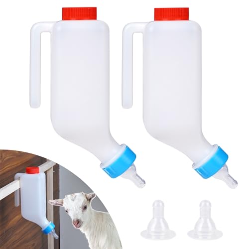 KHEARPSL 2 x 800 ml Lamm-Futterflasche, verdickte Ziegen-Futterflaschen, zum Aufhängen auf dem Kopf, Milchflasche mit Messungen, Rehkitze, Stillflaschen für Ziege, Lamm, Rehkitz, nigerianische von KHEARPSL