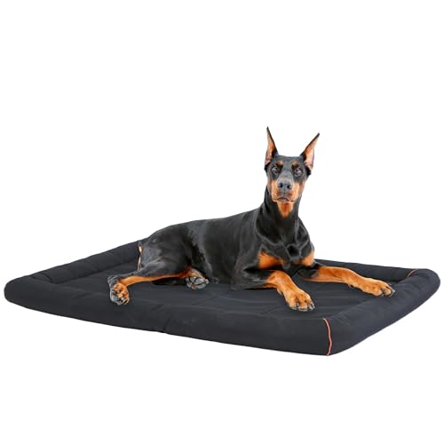 KHONSU DurablePET reißfeste Hundebox-Matte mit Nackenrolle, robust, kratzfest, wasserdicht, für den Innen- und Außenbereich, extra große Hunde bis zu 40,8 kg von KHONSU PET