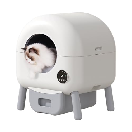 Automatische Katzentoilette, Selbstreinigend, 76l Intelligente Katzentoilette, Intelligente App-Überwachung, Geruchsentfernung, 10 Schichten Sicherheitsschutz, 6 Farben-Umgebungslicht, Toilette Mit von KHZKHC