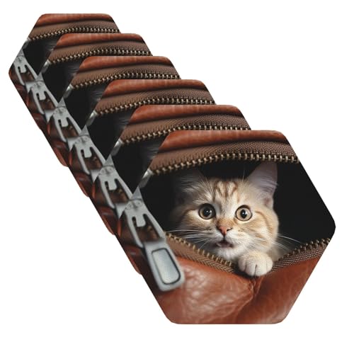 Getränkeuntersetzer, 6 Stück, Lederuntersetzer, rutschfeste Ledertasche, Katze, personalisierbar, zum Dekorieren von Tassen, Tassen, Unterlagen für Tischplatte, Schutz, Einweihungsgeschenk Getränkeuntersetzer, 6 Stück, Lederuntersetzer, rutschfeste Ledertasche, Katze, personalisierbar, zum Dekorieren von Tassen, Tassen, Unterlagen für Tischplatte, Schutz, Einweihungsgeschenk von KHiry