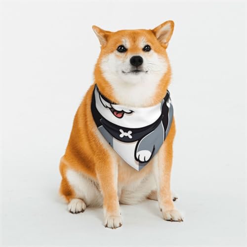 KHiry Dreieckige Hundehalstücher aus weicher Baumwolle, verstellbar, Husky, Halstücher mit Knochen, Cartoon-Motiv, für kleine und große Rassen KHiry Dreieckige Hundehalstücher aus weicher Baumwolle, verstellbar, Husky, Halstücher mit Knochen, Cartoon-Motiv, für kleine und große Rassen von KHiry