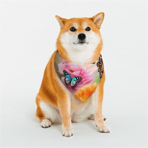 KHiry Dreieckige Hundehalstücher aus weicher Baumwolle, verstellbar, Tierblumen, Welpen, Katzen, Schals für kleine und große Rassen von KHiry