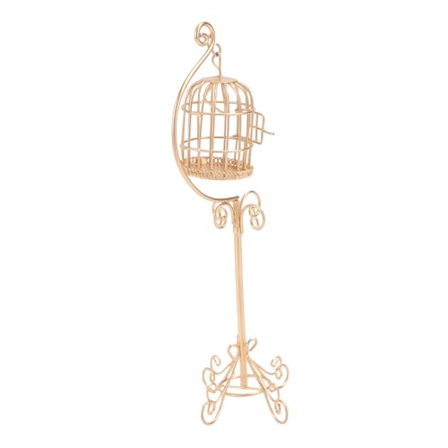 KICHOUSE 1Stück Vogelkäfig Mit Unterstützung Dekoratives Metallmodell Für Outdoor Szenen Für Mini Gartenlandschaften Und Kreative DIY Projekte Goldene Farbe von KICHOUSE