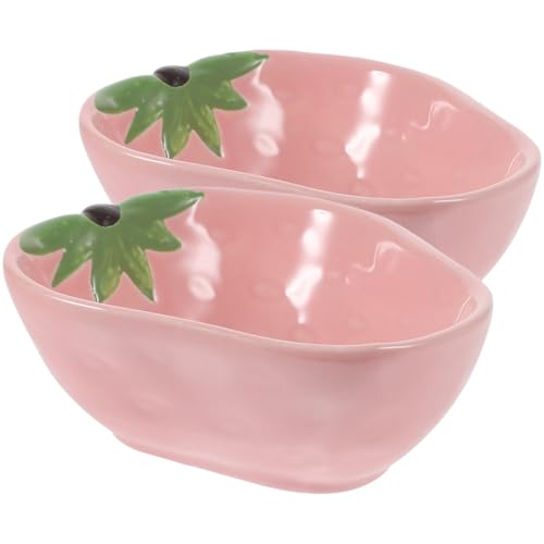 KICHOUSE 2 Stück Hamster-Futterteller - Keramik Haustier Schüssel für Hamster, Ratte, Kaninchen - Anti-Spill - Handwäsche - Rosa von KICHOUSE