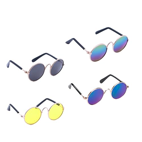 KICHOUSE 4 Stück Haustier -Brillenzubehör Figur Kreisbrille Lieferungen Mini Gläser Sortiert Kleid Mode kleine Farbbrille Haustier Brille von KICHOUSE