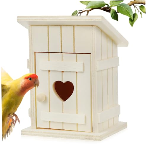 KICHOUSE Holz Vogelhaus Unlackiert Für Haustiervögel Rustikales Nisthaus Mit Einflugloch Für Kleine Vögel Einfache Installation Vielseitig Gestaltbar Für Garten Und Terrasse von KICHOUSE