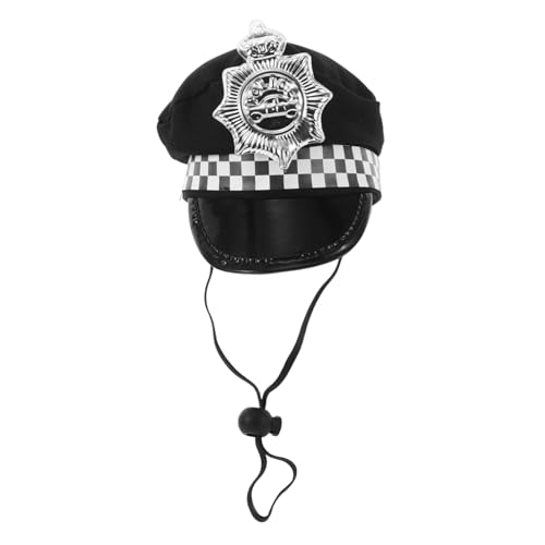 KICHOUSE Hund Kapitänsmütze Tierpolizei Kostüm Hundehut Halloween Katzenkostüme Foto-Requisiten Für Katzen Polizeihund Kostüm Katze Kostüm Schwarz Stoff von KICHOUSE