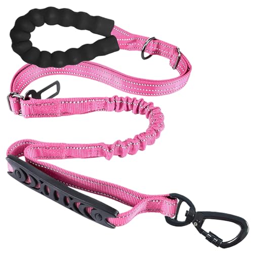 Freihändige Hundeleine, kein Ziehen, Trainingsleine, weicher Griff, verstellbar, für Haustiere, Stoßdämpfer, Traktor, Retrieverleinen für Hunde, große, mittelgroße und kleine Rassen (Rosa) von KIEUIENK