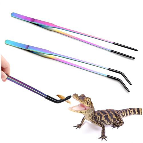 Reptilien-Futterzange aus Edelstahl mit Gummispitze, 26,9 cm, gerade und gebogen, lange Pinzette, perfekt für Aquarien und Handwerk, ideales Zubehör für Bartagamen- und Schlangenbecken, Reptilien-Futterzange aus Edelstahl mit Gummispitze, 26,9 cm, gerade und gebogen, lange Pinzette, perfekt für Aquarien und Handwerk, ideales Zubehör für Bartagamen- und Schlangenbecken, von KIIDAS