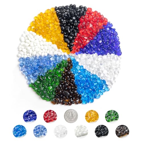 KIJOU Bunte klare Meeresglassteine – 10 farbige Aquarium-Steine mit Aufbewahrungsbox, unregelmäßige Meeresglas-Edelsteine für Aquarium-Dekoration, Feengärten, Vasenfüller, DIY Handwerk (bunt, 400 ml) KIJOU Bunte klare Meeresglassteine – 10 farbige Aquarium-Steine mit Aufbewahrungsbox, unregelmäßige Meeresglas-Edelsteine für Aquarium-Dekoration, Feengärten, Vasenfüller, DIY Handwerk (bunt, 400 ml) von KIJOU
