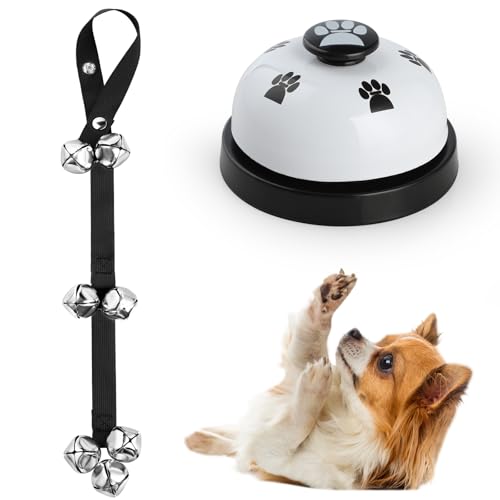 KIKISML Hunde-Türklingeln (2 Stück), Welpen-Türklingel, Haustier-Trainingsglocke für Ringe, Töpfchen, Kommunikation, Toilette, Zug, Türknauf, verstellbarer Gurt, 7 extra große laute Glocken, von KIKISML