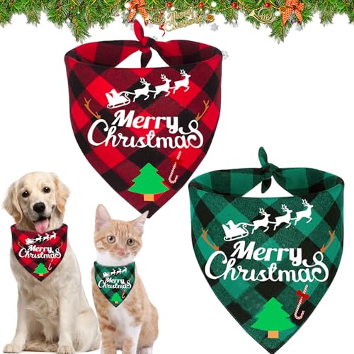 Hundehalstuch Weihnachten, 2 Stück Weihnachtshund Bandanas, Hundehalstuch, Halstuch Hund, Hundekostüm Weihnachten, Hundehalstuch Bandanas, Klassisches Kariertes Hundehalstuch für Katzen Hunde Hundehalstuch Weihnachten, 2 Stück Weihnachtshund Bandanas, Hundehalstuch, Halstuch Hund, Hundekostüm Weihnachten, Hundehalstuch Bandanas, Klassisches Kariertes Hundehalstuch für Katzen Hunde von KIKVTER