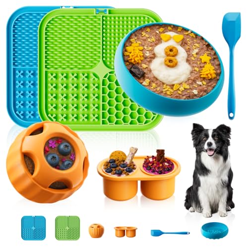 KILIN Hundespielzeug, 6 Stück, Hundespielzeug, um sie zu beschäftigen, Leckmatte, Ball und Schüssel mit Erdnussbutter, gefrorener Leckerli-Puzzle-Spender für Angstlinderung, reduziert Langeweile KILIN Hundespielzeug, 6 Stück, Hundespielzeug, um sie zu beschäftigen, Leckmatte, Ball und Schüssel mit Erdnussbutter, gefrorener Leckerli-Puzzle-Spender für Angstlinderung, reduziert Langeweile von KILIN