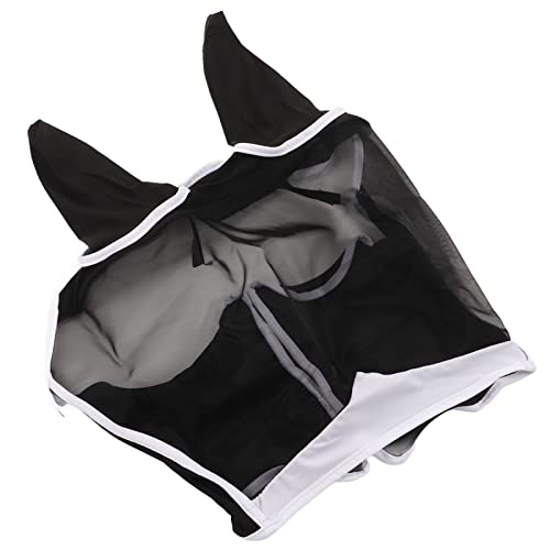 KIMISS Atmungsaktive Stretch-Satin-Mesh-Pferde-Fliegenmaske mit Ohren – Bietet UV-Schutz und Mückenabwehr – Abnehmbares Design für Pferde Aller Größen (L) von KIMISS