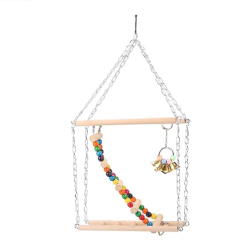 Blockgiespielzeug, Leitern Haustierhänge Leiter Holzhängebrücke Stufen Stufen Klettern B Swing B Doppelte Schicht für Vogel Shothet Hamster Kokug von KIMISS