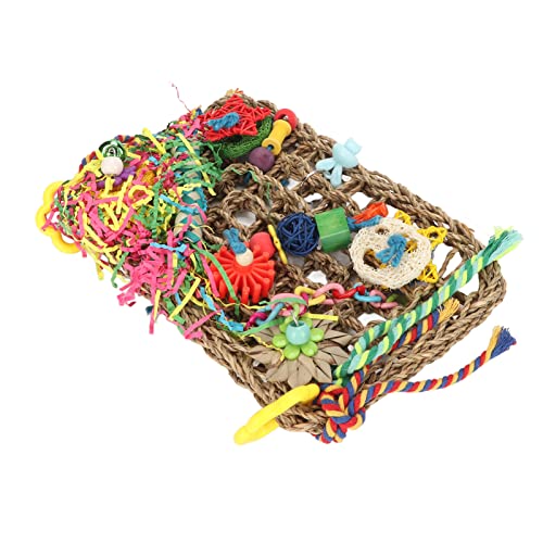 Buntes Papageien-Kletterspielzeug – Geknotetes Kletternetz mit Bunten Weichen Röhren, Luffagras und Papierstreifen Zum Kauen und Spielen – Ideal für Vögel und Kleine Haustiere Buntes Papageien-Kletterspielzeug – Geknotetes Kletternetz mit Bunten Weichen Röhren, Luffagras und Papierstreifen Zum Kauen und Spielen – Ideal für Vögel und Kleine Haustiere von KIMISS
