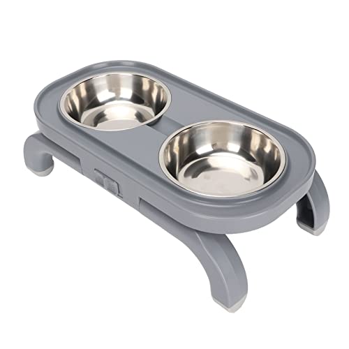 Doppelbezogene Hundeschale, Höhe Verstellbare Edelstahlschale, Schalen für Hunde und Katzen Füttern Wasserständer Feederkatze Doppelbezogene Hundeschale, Höhe Verstellbare Edelstahlschale, Schalen für Hunde und Katzen Füttern Wasserständer Feederkatze von KIMISS