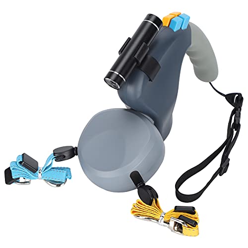 Doppelkopf-Haustierleine, Offene 2-in-1-Hundeleine für Zwei Hunde, Keine Batterie Erforderlich, Erhältlich in Grau und Schwarz (Gray) von KIMISS
