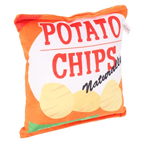 Geräuschendes Plüsch-Hundespielzeug – Quietschendes Knisterpapierspielzeug für Kauspaß – für Kleine Hunde und Welpen (Kartoffelchip Orange) von KIMISS