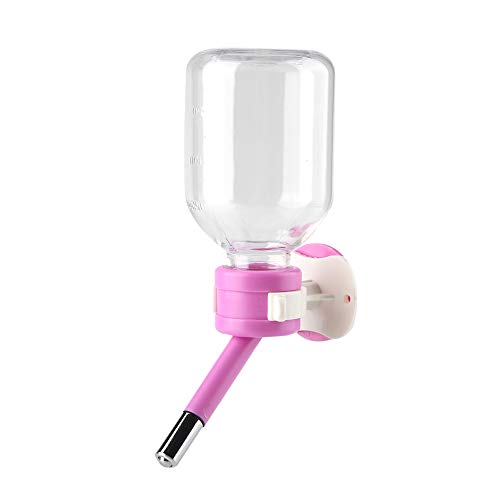 Hängende Hundwasserflasche, Haustier Zwinger Spender Trinkflasche Kopfbrunnen Tragbare Flaschen für Drahtkäfigkäfig -Feeder, kein Tropfen und Edelstahlkopf Katze (150 ml) von KIMISS