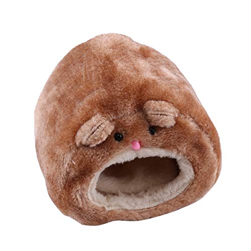 Hamsterbett, Hundehäuser Weiches Plüsch -Haustier -Haus Kleines Tier Haus Süßes Cartoon Warme Maus für Innen Im Freien Im Freien Braune 12 Höhle Hängematte Dunkel (Brown) von KIMISS
