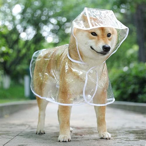 Hund Regenmantel, Wasserdichtes Haustier Tragbarer Regenschicht Transparent Umfassende Regenmantel Atmungsfreie Leichte Regenponcho -Bissbeständig für Goldene Retri Samoyed (White #78) von KIMISS