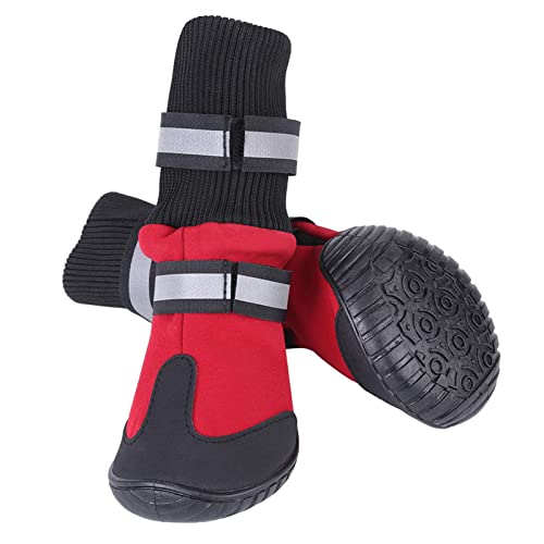 Hundestiefel, für Große Hunde, Schwarz, XL-Schuhe, 4-teiliges Set, Wasserdicht, rutschfest, rutschfest (L) von KIMISS