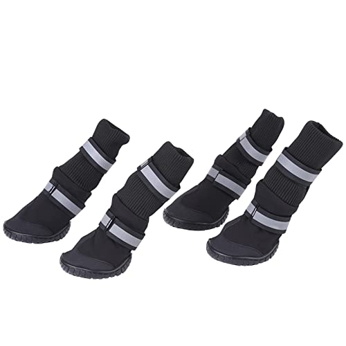 Hundestiefel, für Große Hunde, Schwarz, XL-Schuhe, 4-teiliges Set, Wasserdicht, rutschfest, rutschfest (XL) von KIMISS