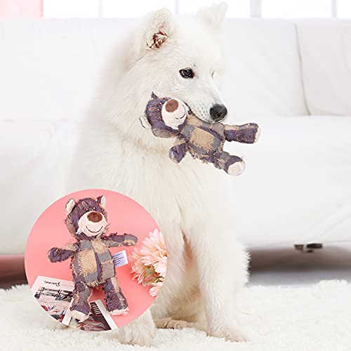 Interaktives Plüsch-Cartoon-Bär-Hundezahntraining-Kauspielzeug mit Sound – Zahnpflege für Welpen und Kleine Hunde (Purple) von KIMISS