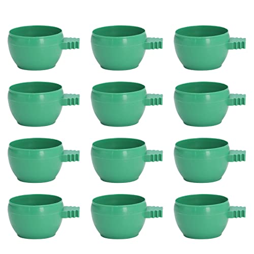 KIMISS 25pcs Mini Vogelpapageisen Food Water Bowl - Grüne Plastikfutterhäuschen für Vögel, Einfache Installation für Farmen und Heimgebrauch (L) von KIMISS