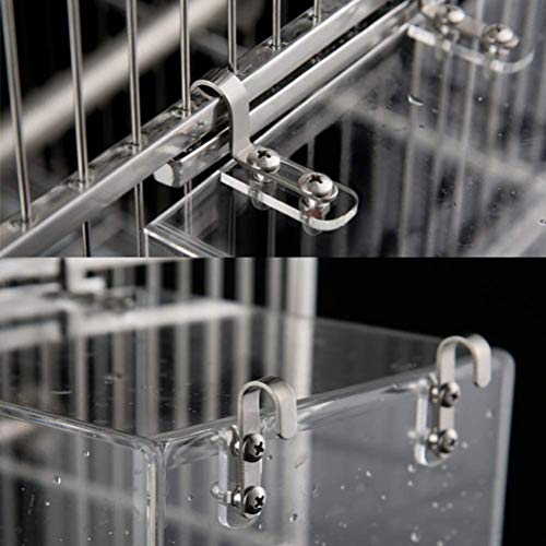 KIMISS Acrylvogelbadewanne Duschboxschale mit Haken - Ideales Badezubehör für Papageien und Vögel, Nicht -Leakage Design für Sauberes Käfig (Transparente Farbe L) von KIMISS