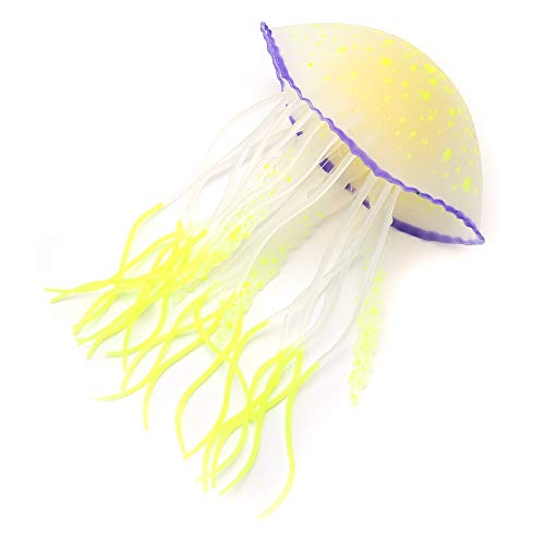KIMISS Aquarium Künstliche Länder, Dekorationen Simulation Silikon-Qualle-Ornamente Fischtankdekoration Ungifter Sicher für Aquarium (Yellow) von KIMISS